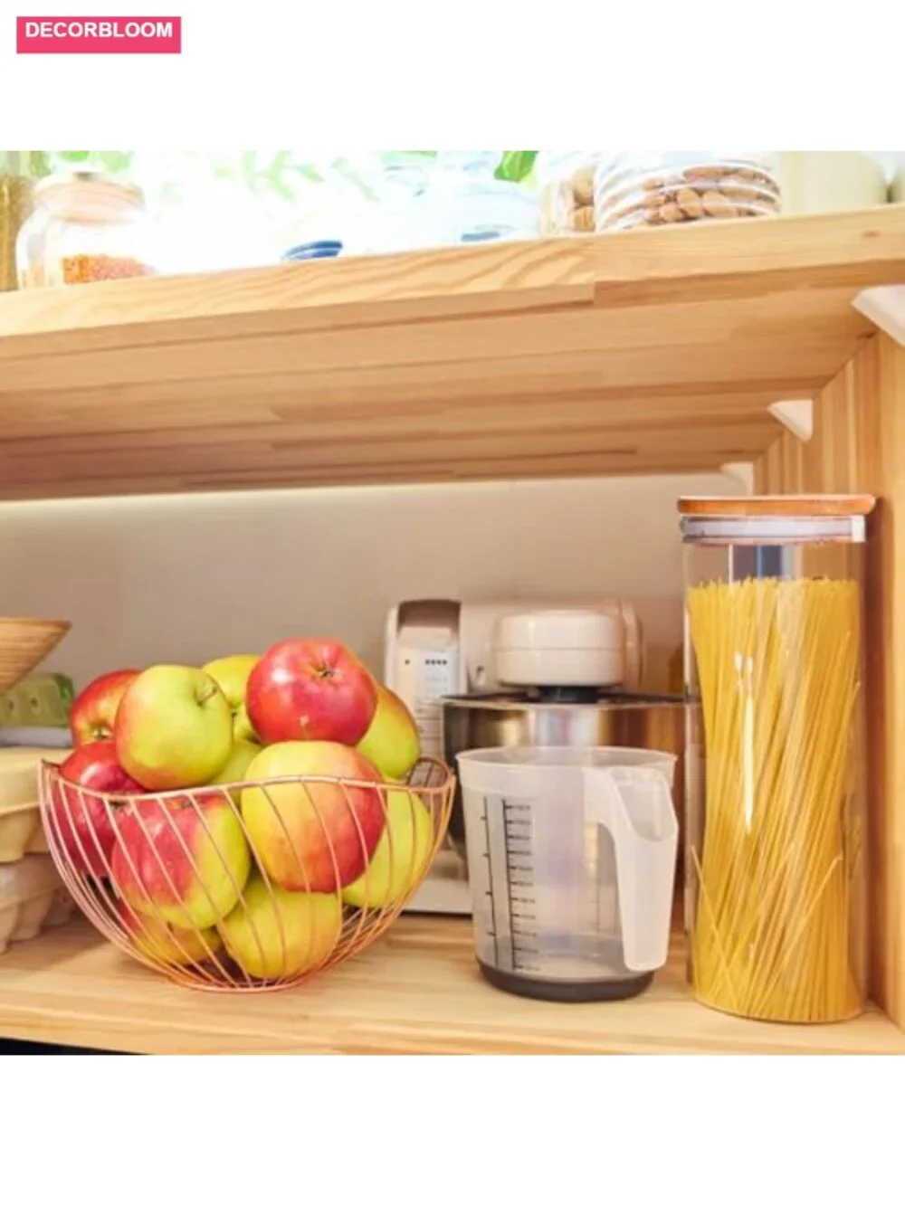 Glass Spaghetti Pasta Storage Containers 71oz Set of 2 with Bamboo Lids Airtight